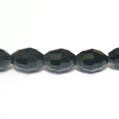 Margele sticla ovale, multifete, negre, 10x8mm 1 buc