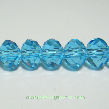 Margele sticla multifete, bleu, rondel, 8x6mm 1 buc