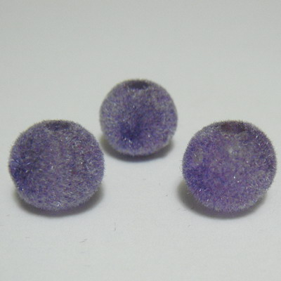 Margele din plastic in catifea mov, 10mm