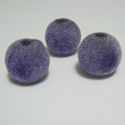 Margele din plastic in catifea mov, 12mm