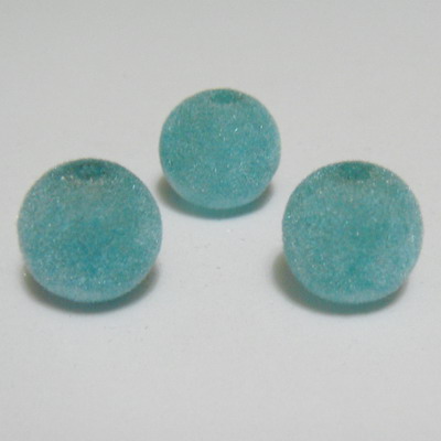 Margele din plastic in catifea bleu, 14mm