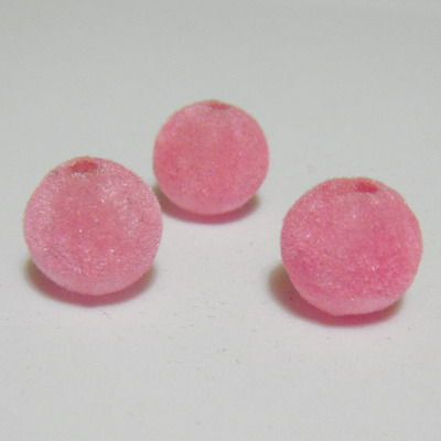Margele din plastic in catifea roz, 12mm