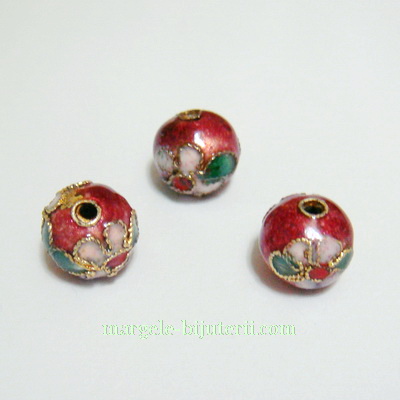 Cloisonne rosu 10mm