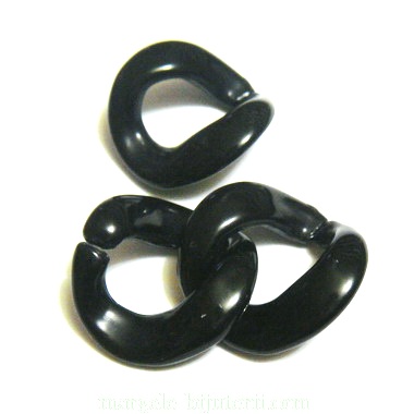 Conector/link plastic negru, 23mm, interior 14x10mm