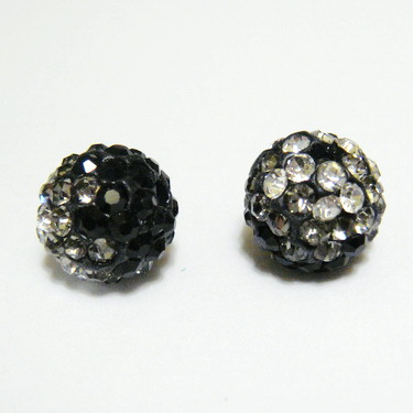 Margele shamballa degrade-negru-alb, 10mm