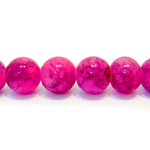 Margele sticla, fucsia cu gri, 10mm