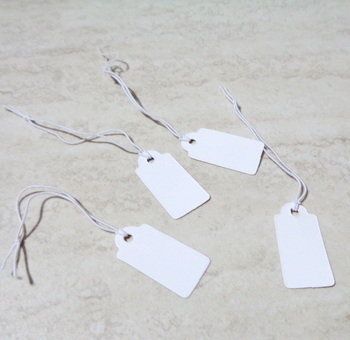 Etichete carton, 25x13mm, cu elastic alb de 4cm 1 buc
