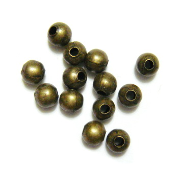 Margele metalice bronz, 4mm, orificiu 1.5mm