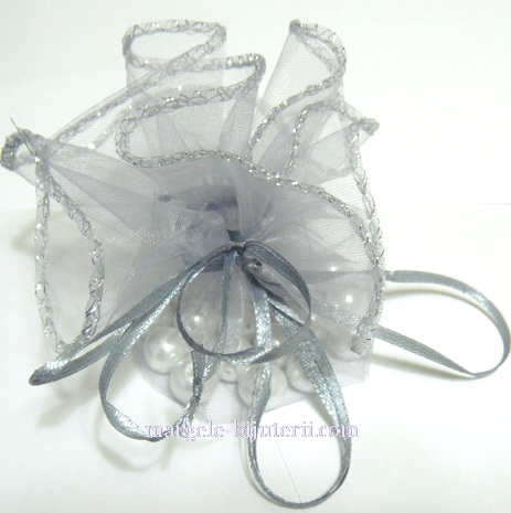 Saculet organza gri, diametru 24 cm