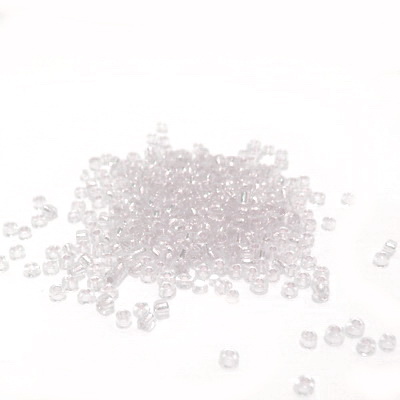 Margele nisip, transparente cu interior argintiu, 2mm 20 g