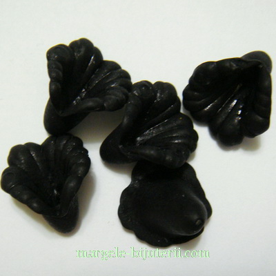 Flori acrilice, frosted, negre, 16x15mm