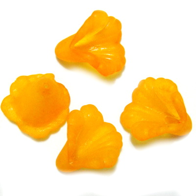 Flori acrilice, frosted, portocalii, 16x15mm