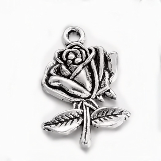 Pandantiv argintiu antichizat, trandafir 25x17x3mm 1 buc