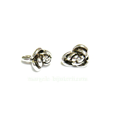 Pandantiv argintiu antichizat, trandafir 9x7mm