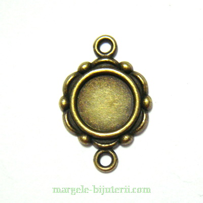 Conector / link cabochon, bronz, 23x15mm, interior 10mm