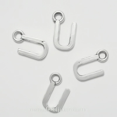 Pandantiv alfabet, argintiu inchis, 12x11x2mm, litera U 1 buc