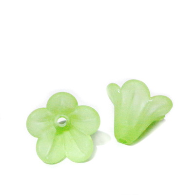 Flori acrilice, frosted, verde deschis, 14x10mm