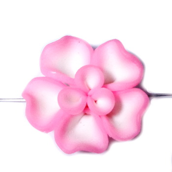 Margele polymer, floare roz cu alb, 23~25x9~10mm 1 buc