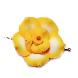 Margele polymer, floare portocalie cu alb, 25x25x10mm