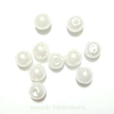 Perle plastic, albe, 6mm 10 buc