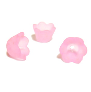 Flori acrilice, frosted, roz, 10x6mm 1 buc