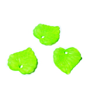 Frunza acrilica, frosted, verde-lime, 16x15x2mm