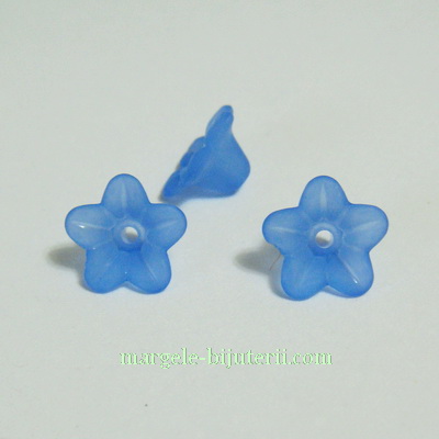 Flori acrilice, frosted, albastre, 9x5mm 1 buc