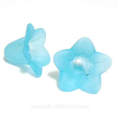 Flori acrilice, frosted, bleu, 16x12mm