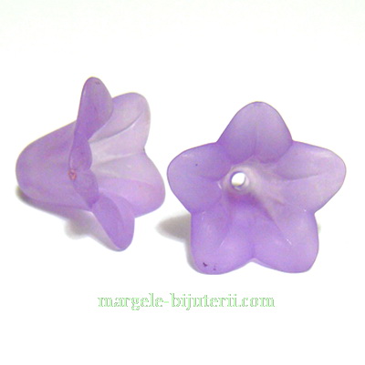 Flori acrilice, frosted, violet, 16x12mm