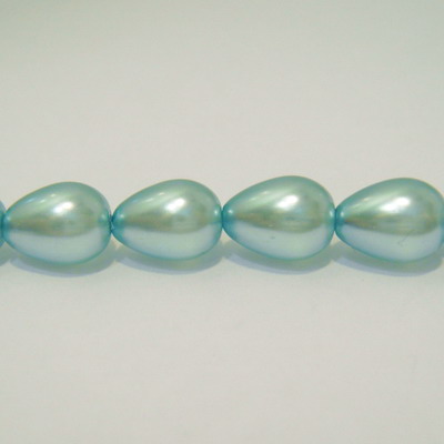 Perle sticla semitransparente lacrima albastre 11x8mm