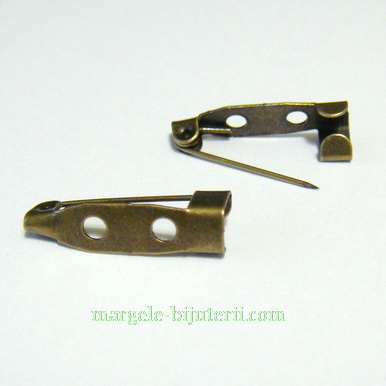 Suport brosa bronz, 20x5mm, cu 2 orificii