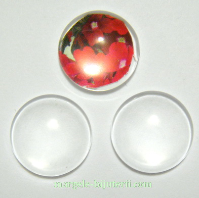 Cabochon, sticla transparenta, 16x3.8~5.3mm