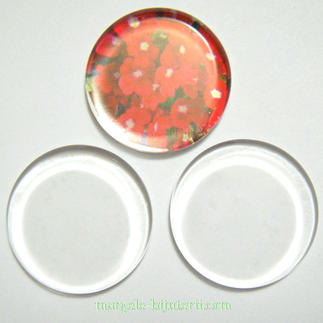 Cabochon sticla transparenta,PLATA, 25x4.5mm 1 buc