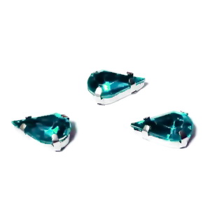 Margele montee rhinestone, plastic, verde smarald, lacrima 13x8x5mm