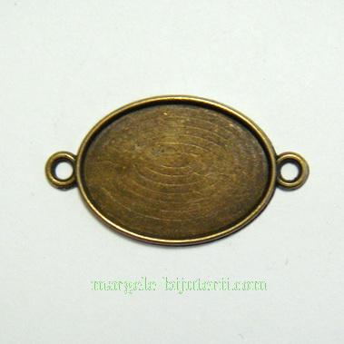 Conector / link cabochon, bronz, 36x20mm, interior: 25x18mm