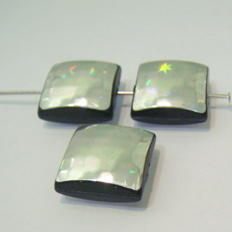 Margele plastic patrate argintii cu reflexe,14mm