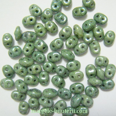 Margele Superduo 2,5x5mm Green Luster