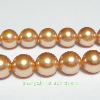 Perle stil Mallorca, maro-auriu, 8mm 1 buc