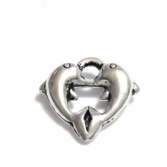 Pandantiv argintiu antichizat, 2 delfini,  12x12mm