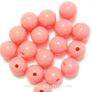 Margele plastic, sferice, roz, 8mm 10 buc