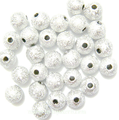 Margele plastic, stardust, argintii, 8mm