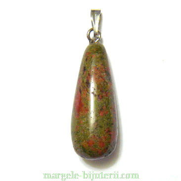 Pandantiv unakite, lacrima 25x11mm 1 buc