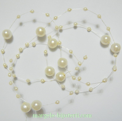 Perle plastic crem, 3mm si 8mm pe fir nylon