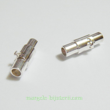 Inchizatoare magnetica, cu siguranta, argintie, tub 15x4mm, orif.3mm