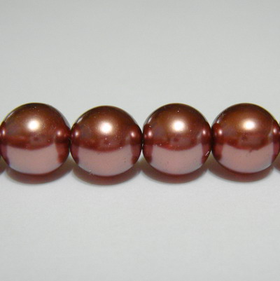 Perle sticla semitransparente maro 10mm