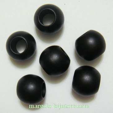 Margele plastic, negre, 12x10mm, orificiu: 6mm
