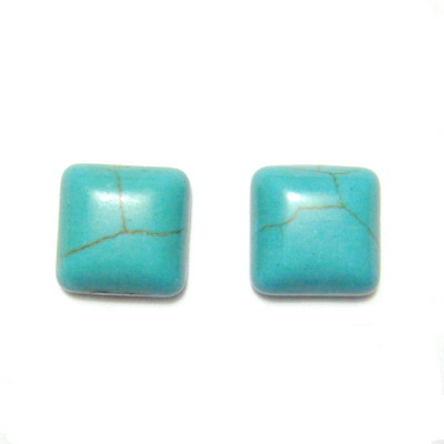 Cabochon turcoaz reconstituit, patrat 10x10x4mm