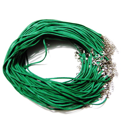 Snur faux suede, 3x1.5mm, verde, cu inchizatoare, 45 cm 1 buc