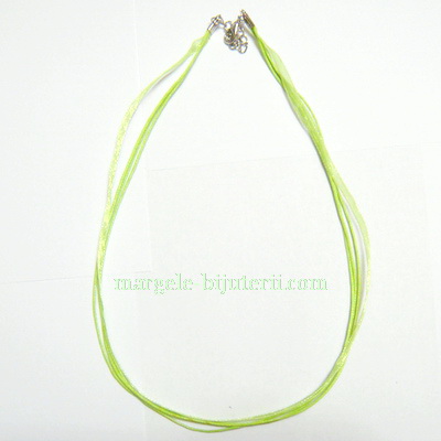 Snur din organza si ata cerata, verde fosforescent, 45 cm