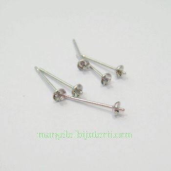 Cercei cu tija 0.4mm pt.margea 4mm, culoare argintiu inchis